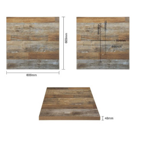 Tischplatte Quadrat Holzoptik - 600 x 600mm - Bolero