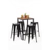 Square Steel and Acacia High Table 60 cm - Bolero