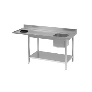 Table D'Entrée Lave-Vaisselle en Inox avec Bac À Droite Tvo Dosseret Et Tablette Inférieure - L 1000 x P 700mm - Gastro M