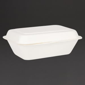 Hinged Bagasse Compostable Trays - 500 ml - Pack of 250 - Fiesta Green