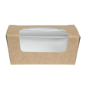 Boîtes À Gâteau Rectangulaires Kraft Compostables avec Fenêtre - Lot de 500 - Colpac