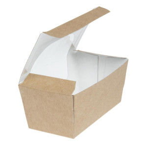 Boîtes À Gâteau Rectangulaires Kraft Compostables avec Fenêtre - Lot de 500 - Colpac