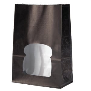 Sacs Sandwich en Papier Recyclable Noir avec Fenêtre - Lot de 250 - Colpac