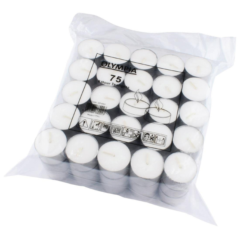 Teelichter 8 Stunden Ø 40 mm - Packung mit 75 - Olympia