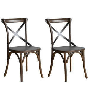 Walnut-colored chairs with crossed back - Bolero - Fourniresto