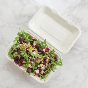 Meal Boxes in Bagasse with Hinged Lid - L 228mm - Pack of 200 - Vegware