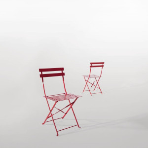 Chaises De Terrasse En Acier - Rouges - Lot De 2 - Bolero - Fourniresto