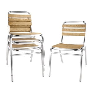 Bistrostühle aus Esche und Aluminium - 4er-Set - Bolero - Fourniresto