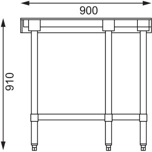 Stainless Steel Corner Table - L 900 x 700mm - Vogue