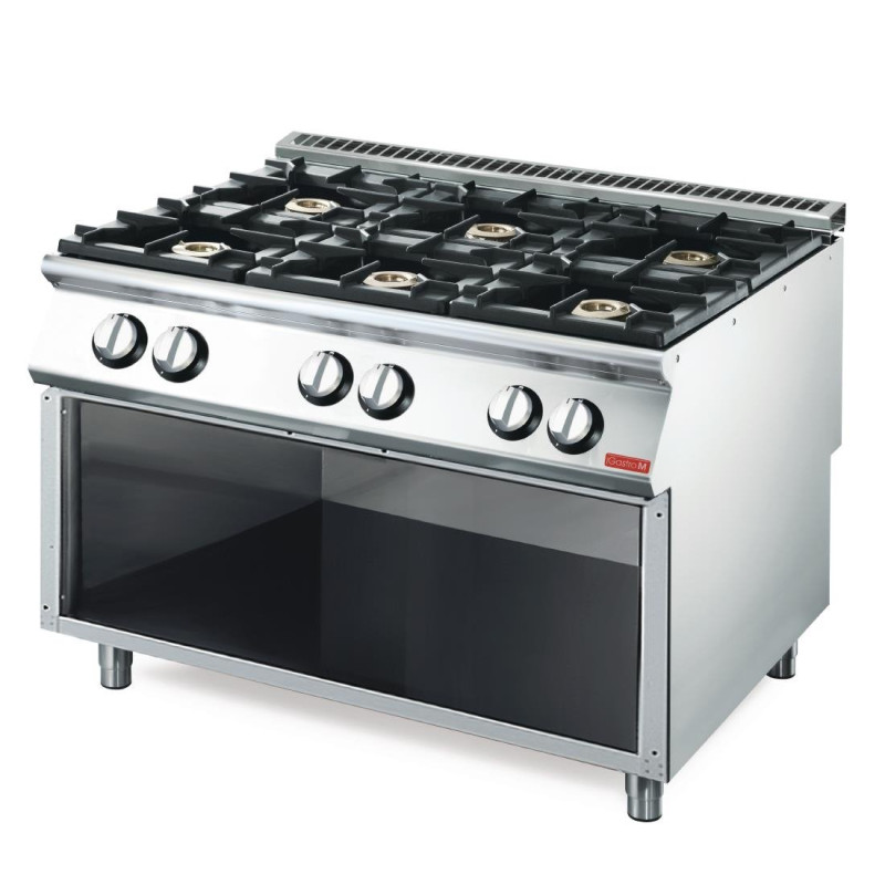 Gas Stove 6 Open Flames 700 On Open Cupboard - Gastro M