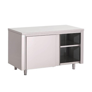 Stainless Steel Cabinet with Sliding Doors - W 1600 x D 700 mm - Gastro M