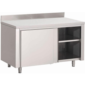 Meuble en Inox Avec Portes Coulissantes Et Dosseret- L 1600 x P 700mm - Gastro M