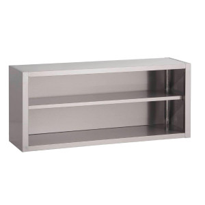 Wandschrank aus Edelstahl offen - B 2000 x T 400mm - Gastro M