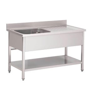 Stainless Steel Sink With Lower Shelf 1 Left Basin-L 1600 x D 700mm - Gastro M