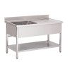 Edelstahlspüle mit unterem Regal 1 Becken links - L 1600 x T 700mm - Gastro M