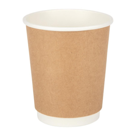 Double wall kraft cups 225ml - Pack of 25 - Fiesta - Fourniresto