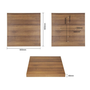 Tischplatte Quadrat Holzoptik Eiche Rustikal - L 600mm - Bolero