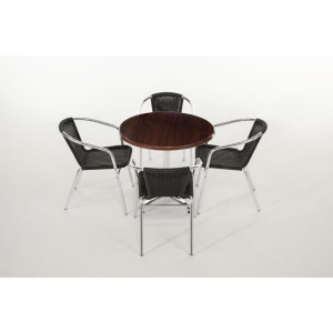 Fauteuil en rotin empilables Noir et Alu - Lot de 4 - Bolero - Fourniresto