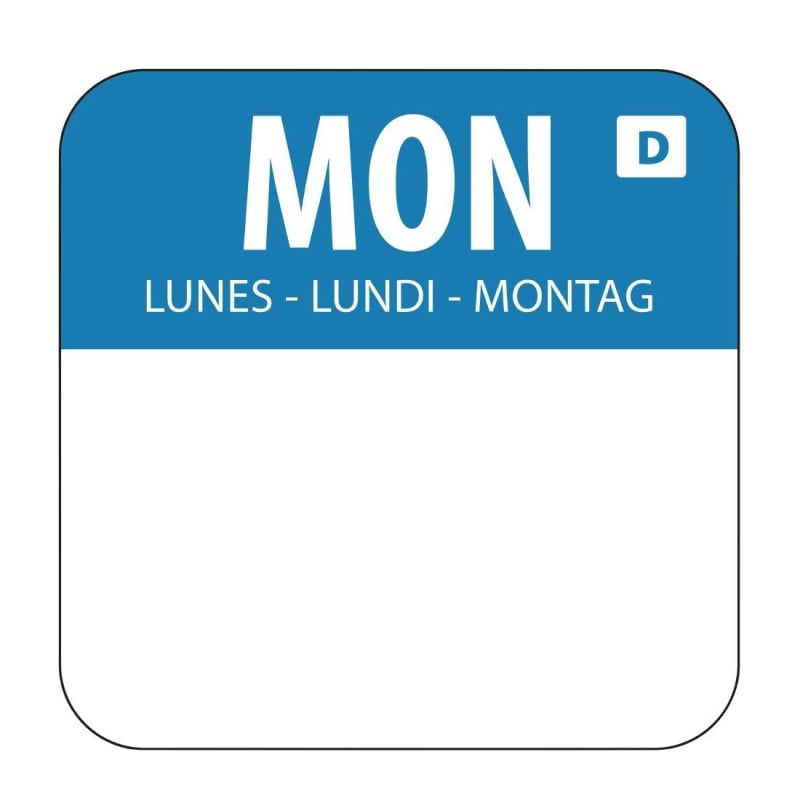 Lösliche Lebensmittel-Etiketten "Montag" - Packung mit 1000 - Vogue