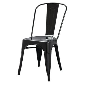 Stackable Steel Bistro Chairs - Black - Set of 4 - Bolero