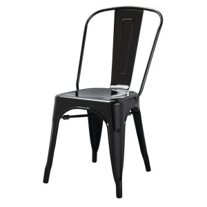 Chaises Bistro Empilable en Acier - Noir - Lot de 4 - Bolero