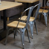 Steel Chairs with Wooden Seat - Set of 4 - Bolero