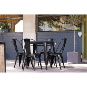 Table Bistro Carrée en Acier Noire – L 668 x P 668 mm - Bolero