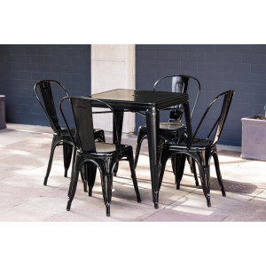 Bistro-Quadrattisch aus schwarzem Stahl - L 668 x T 668 mm - Bolero