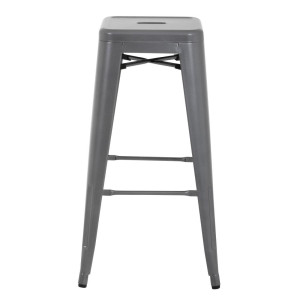 High Galvanized Steel Metallic Grey Stools - Set of 4 - Bolero