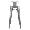 High Steel Grey Metal Stools with Backrest - Set of 4 - Bolero