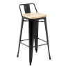 Hohe Hocker mit Rückenlehne und Sitz aus Holz – Schwarz - 4er-Set - Bolero