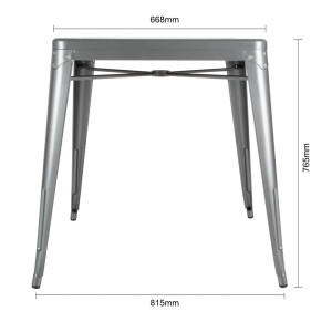 Square Table in Metallic Grey Steel - W 668 x D 668 mm - Bolero