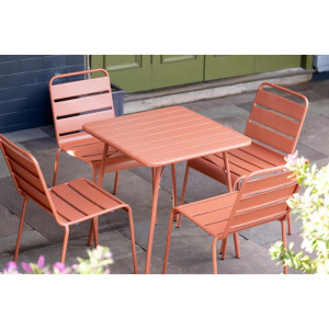 Steel Slat Chair - Terracotta - Set of 4 - Bolero