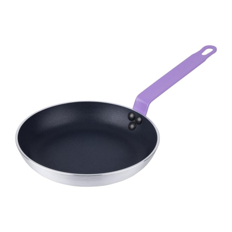 Aluminium Non-Stick Frying Pan Ø 240mm, Purple Handle Hygiplas - Teflon Platinum Plus Coating