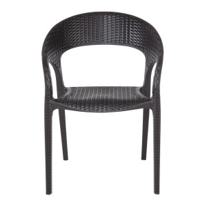 Fauteuils Enveloppants Rotin PP Noirs - Lot 4 Bolero Restauration et Hôtellerie