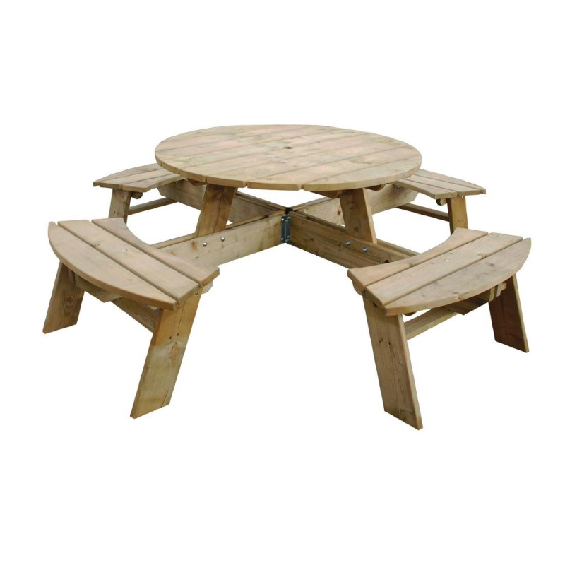 Picknicktisch aus rundem Holz 2000mm Rowlinson: Robust & Elegant