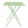 Folding square table Bolero light green 600 mm steel