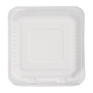 Compostable hinged lid boxes made of Bagasse 236mm - Pack of 200