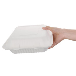 Kompostierbare Scharnierdeckelboxen aus Bagasse 236mm - Packung mit 200