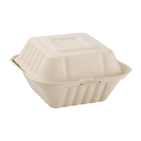 Boîtes Hamburger Compostables Bagasse Naturel 152 mm - Lot de 500 - Écologie et praticité en cuisine professionnelle