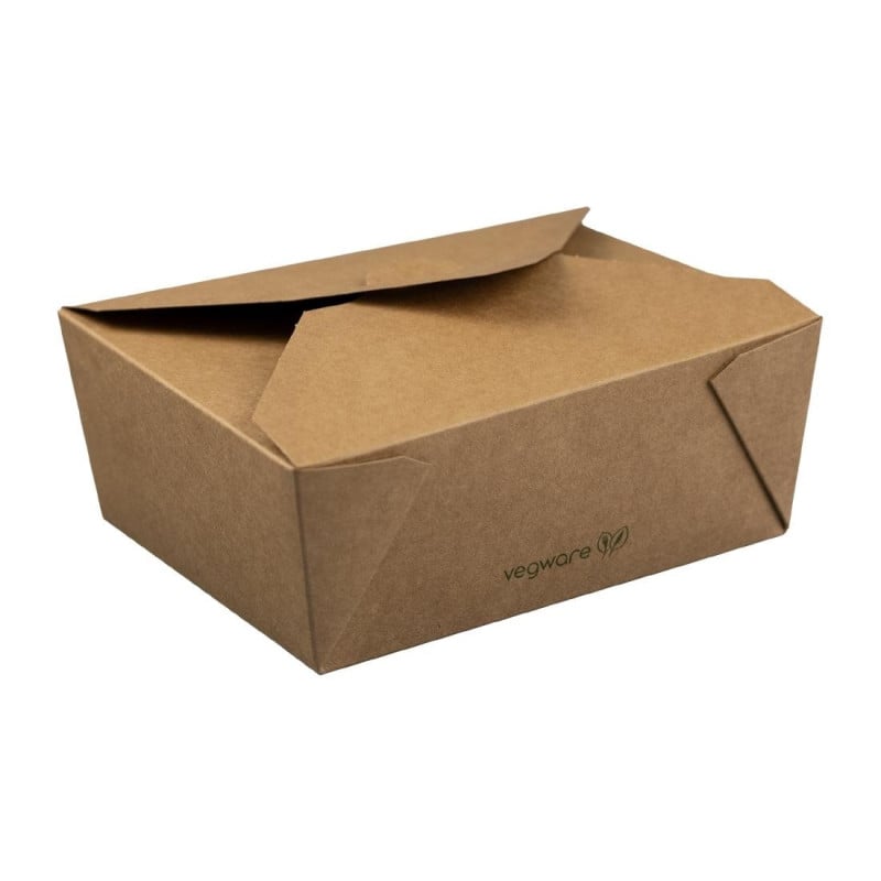 Kompostierbare Karton-Lebensmittelboxen Nr. 3 1800 ml - Packung mit 180 - Vegware - Umweltfreundlich und praktisch!