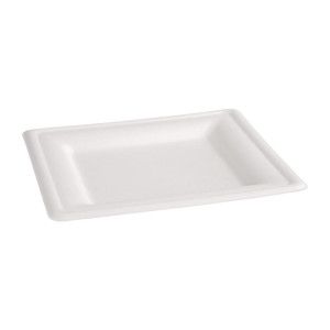 Teller aus kompostierbarem Bagasse in quadratischer Form 159mm - Packung mit 50