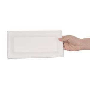 Rectangular Compostable Bagasse Plates 258mm