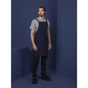 Navy blue cotton bib apron for kitchen professionals - Quality and style guaranteed