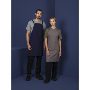 Navy blue cotton bib apron for kitchen professionals - Quality and style guaranteed