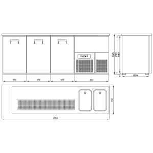 3-Door Beer Cooler - 2 Bins on the Right - CombiSteel