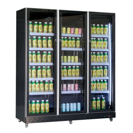 Refrigerated Beverage Display Case 3 Glass Doors Black 1173 L - CombiSteel