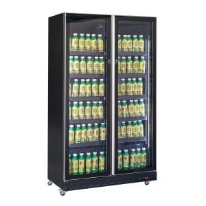 Refrigerated display case for drinks 2 glass doors Black 758 L CombiSteel