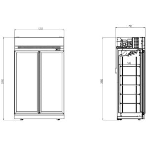 Black Drinks Display Case CombiSteel - 1000 L, Glass Doors and LED Lighting