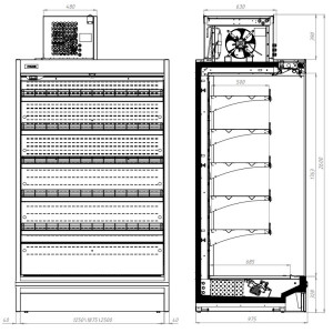 Max Wall Refrigerated Display Case with 4 Doors - 8.1 m² - CombiSteel